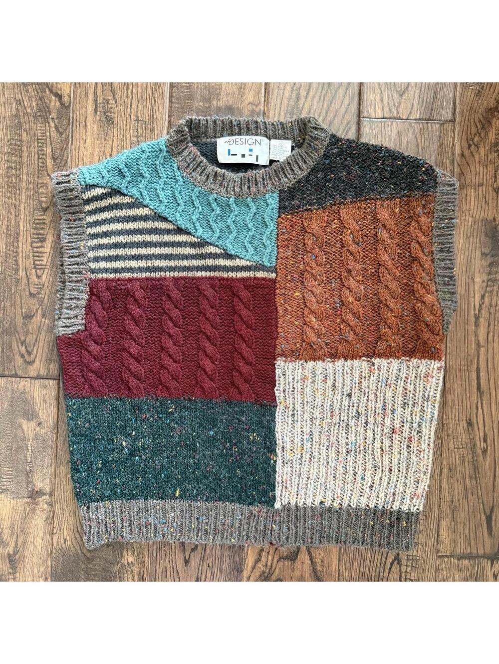 Vintage 90's Unique Patchwork Sweater Vest size Small
